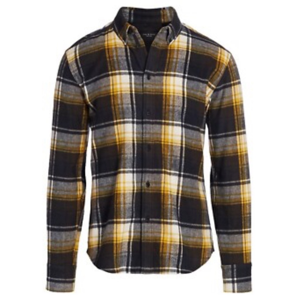 Rag & Bone Fit 2 Plaid Tomlin Black and Yellow